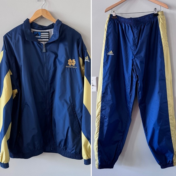 adidas Other - Vintage! Adidas Notre Dame University Basketball lined windbreaker set